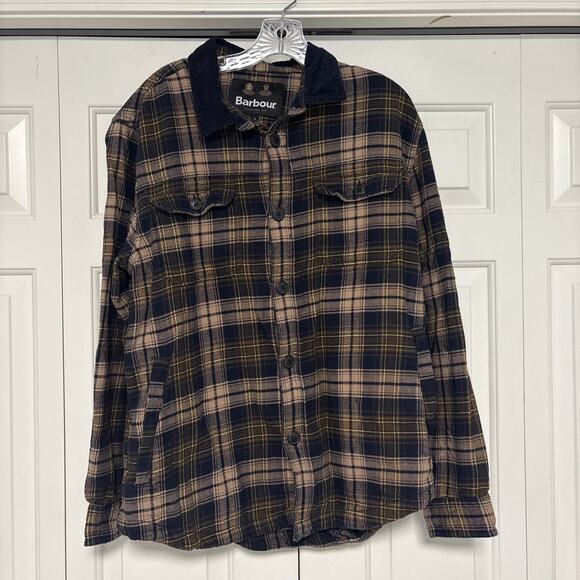 Barbour Other - Barbour 100% Cotton Plaid Fleece Button Down Shirt/Jacket Size Large